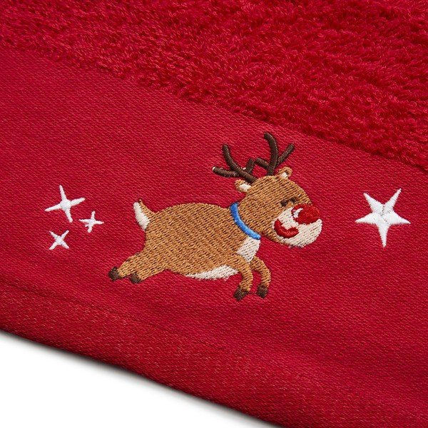 Set di 2 asciugamani in cotone bianco e rosso 40x60 cm Santa's Reindeers - Catherine Lansfield-image-2