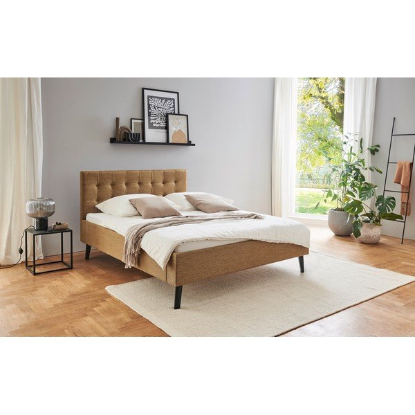 Letto matrimoniale imbottito marrone rete non inclusa 140x200 cm Empire – Meise Möbel-image-1