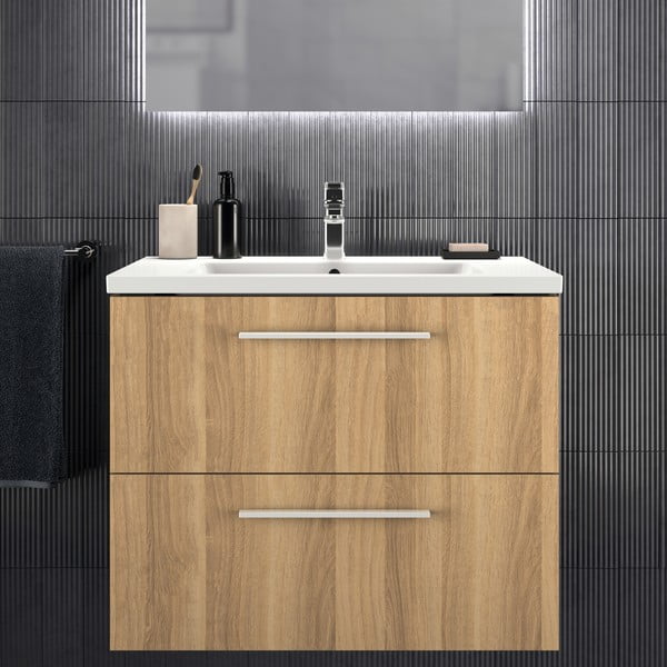 Mobile per lavabo in rovere naturale a sospensione 80x63 cm i.Life B - Ideal Standard-image-1
