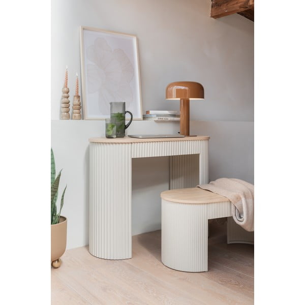 Tavolo consolle beige in metallo 40x100 cm Estriado  – Leitmotiv-image-1