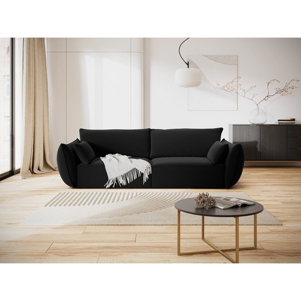 Divano nero con rivestimento in velluto 208 cm Vanda – Mazzini Sofas-image-1