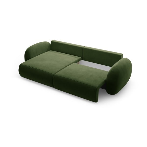 Divano angolare verde allungabile/con contenitore con rivestimento in velluto Tonale – Cosmopolitan Design-image-3