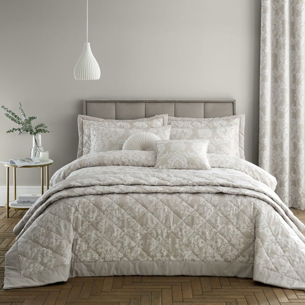 Copriletto beige per letto matrimoniale 230x220 cm Classic Damask - Catherine Lansfield