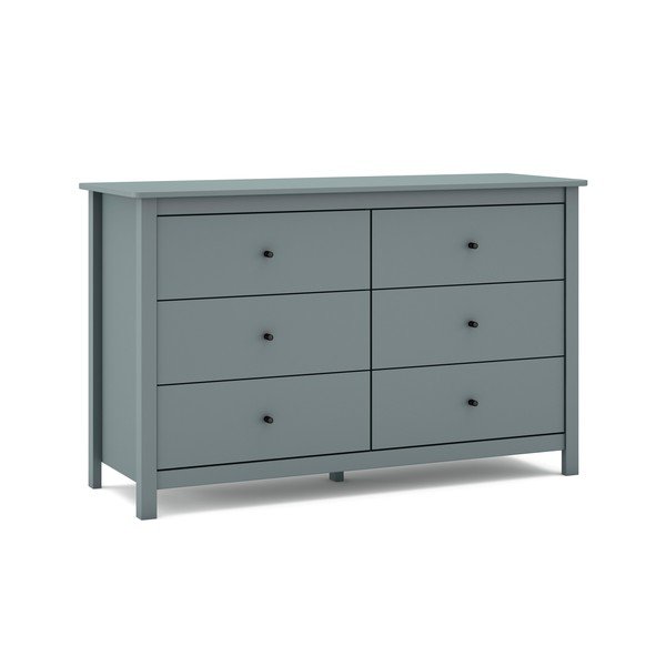 Cassettiera verde polveroso in pino massiccio 130x80x45 cm Misti – Marckeric-image-1