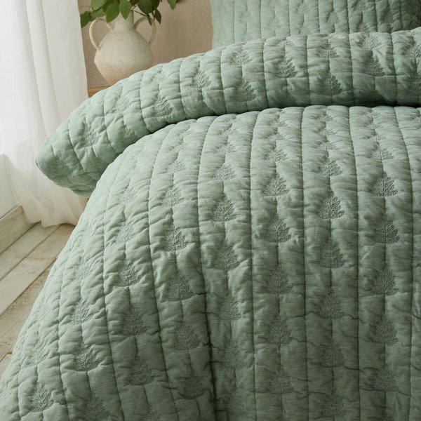 Set copripiumino e federa verde per letto matrimoniale 3 pezzi 200x200 cm Tamba Leaf – Pineapple Elephant-image-1