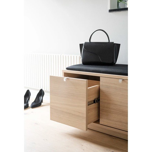 Scarpiera color legno con panca nera 106 cm Confetti - Rowico-image-1