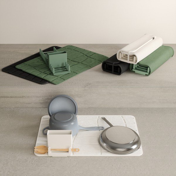 Tappetino scolapiatti verde polveroso in plastica 61x43 cm Udry – Umbra-image-3