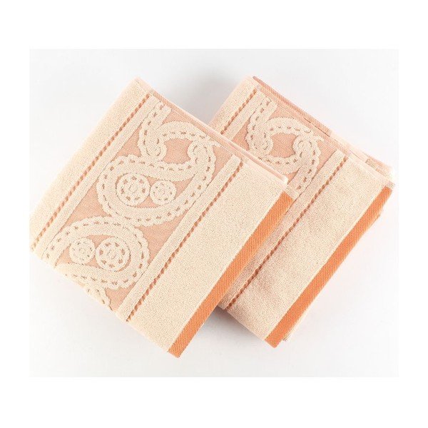 Set di 2 asciugamani Hurrem salmone, 50x90 cm - Foutastic