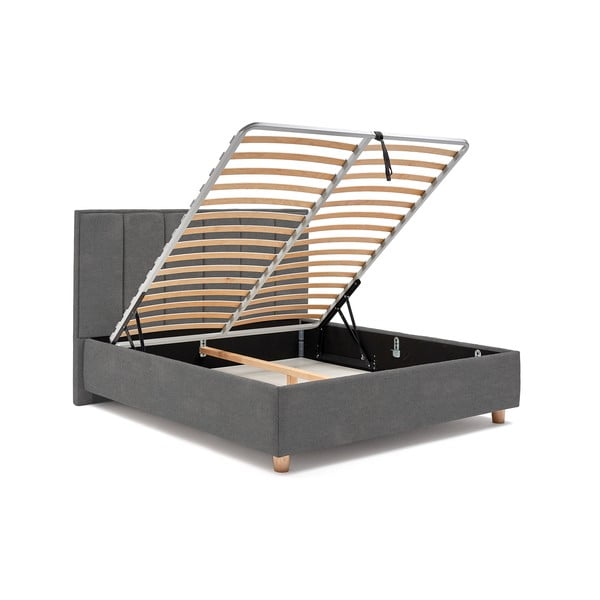 Letto matrimoniale grigio chiaro con griglia e contenitore , 180 x 200 cm Wega - ProSpánek-image-4