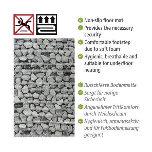 Tappetino da bagno in plastica grigio 50x80 cm Sassi - Wenko-image-4