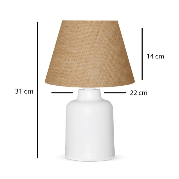 Lampada da tavolo bianca e beige con paralume in iuta (altezza totale 31 cm) Eren – Opviq lights-image-2