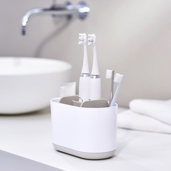 Bicchiere di plastica bianco per spazzolini da denti Duo - Joseph Joseph-image-4