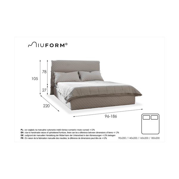 Letto singolo imbottito beige con spazio contenitivo e rete 90x200 cm Sleepy Luna - Miuform-image-4