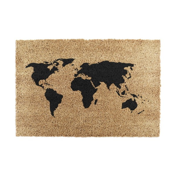 Stuoia di cocco naturale, 40 x 60 cm World Map - Artsy Doormats