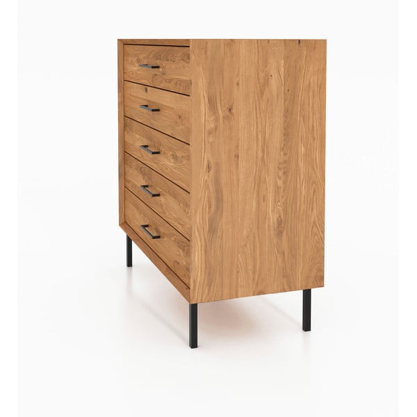 Cassettiera alta in legno di quercia in colore naturale 97x95 cm Abies - The Beds-image-1