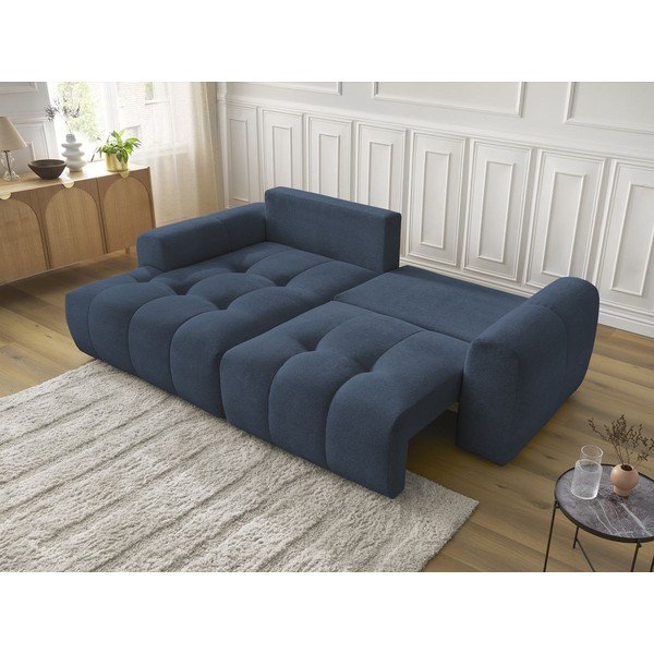 Divano angolare blu allungabile/con contenitore (con penisola a sinistra/con chaise lounge) con rivestimento in ciniglia Roxelane – Bobochic Paris-image-4