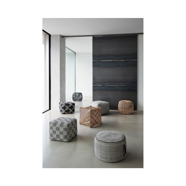 Sgabello in rattan nero Retto - Hübsch-image-2