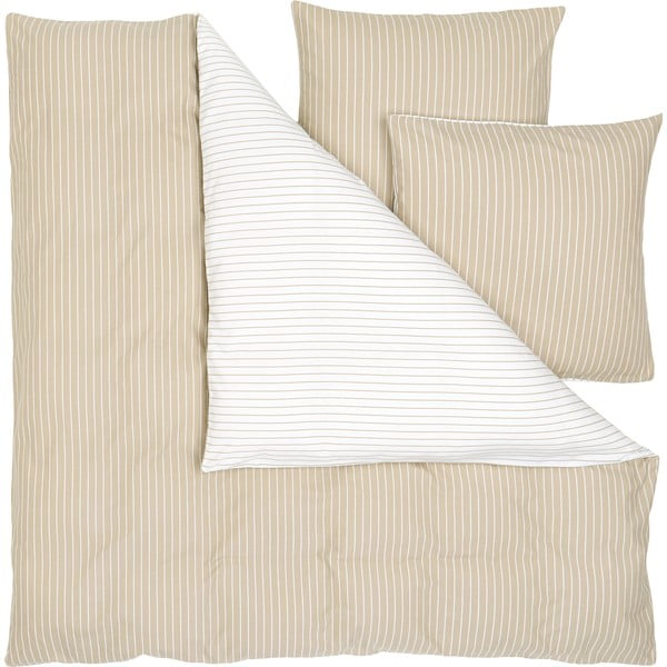 Biancheria da letto in flanella bianca e beige per letto matrimoniale , 200 x 200 cm Talin - Westwing Collection