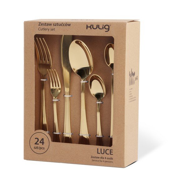 Posate dorate in acciaio inox 24 pz per 4 persone Luce – Kulig-image-4