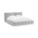 Letto matrimoniale imbottito grigio con contenitore con rete inclusa 200x200 cm Solange – Micadoni 