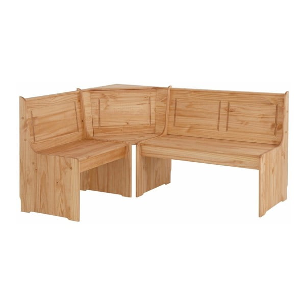 Set di panca angolare e tavolo da pranzo in legno di pino massiccio Samantha - Støraa-image-2