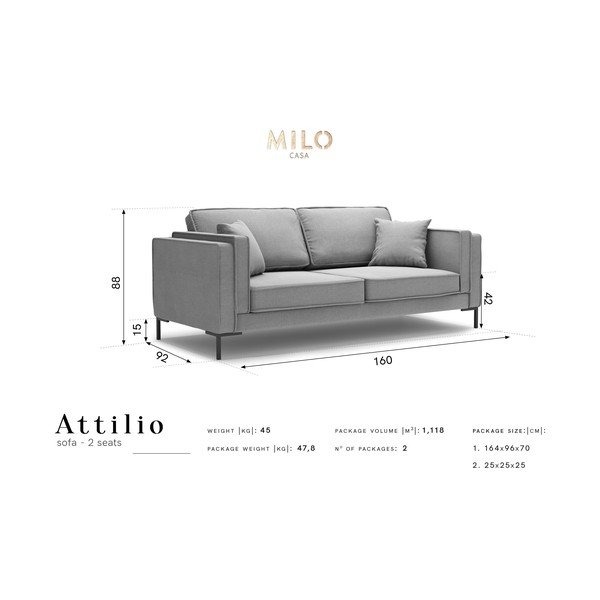 Divano giallo , 160 cm Attilio - Milo Casa-image-4