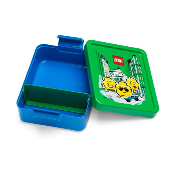 Scatola per snack blu con coperchio verde Iconic - LEGO®