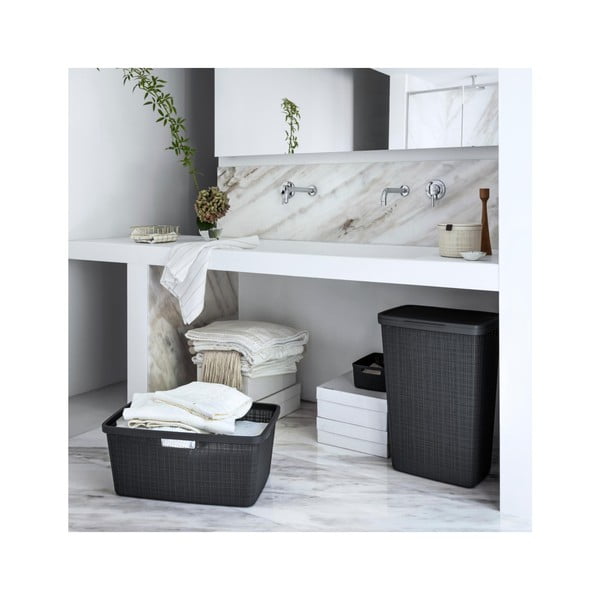 Cesto portabiancheria grigio , 46 l Jute - Curver-image-1