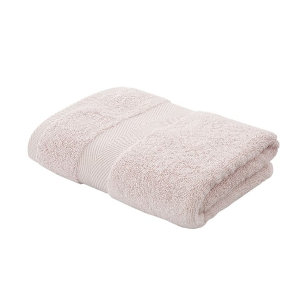 Asciugamano in cotone rosa chiaro con seta 50x90 cm - Bianca