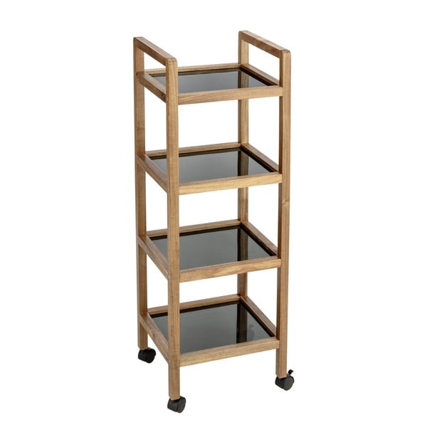 Scaffale per il bagno nero/di colore naturale in acacia massiccia 35x101,5 cm Fondi – Wenko