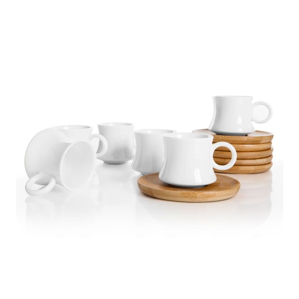 Set di 6 tazze in porcellana con piattini in bambù Largi - Bambum-image-1