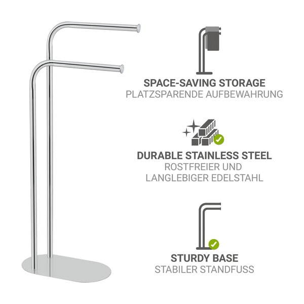 Stand portasciugamani color argento lucido in acciaio inox Levante – Wenko-image-2