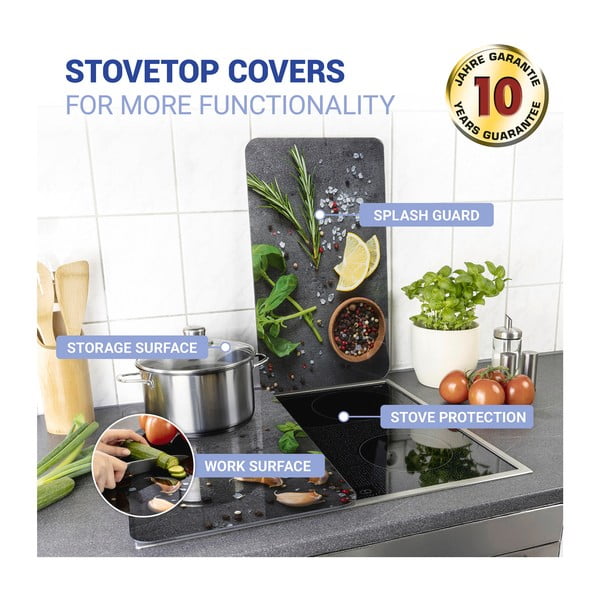 Set di 2 copri stufe in vetro grigio Herbs Universal - Wenko-image-4