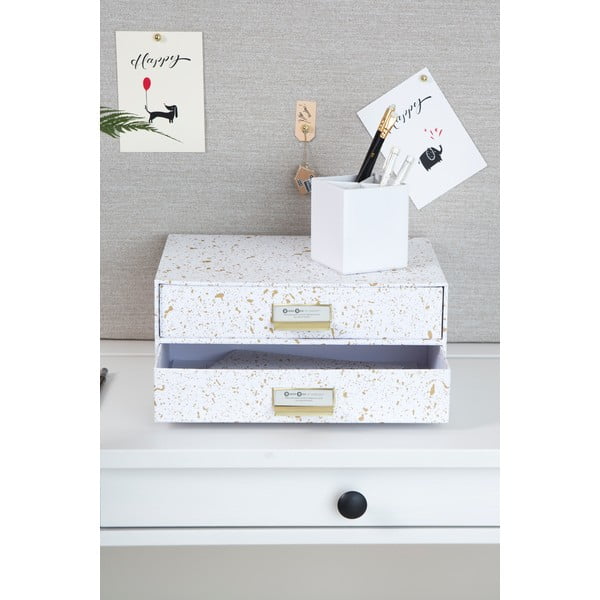 Cassettiera con 2 cassetti in oro e bianco Birger - Bigso Box of Sweden-image-1