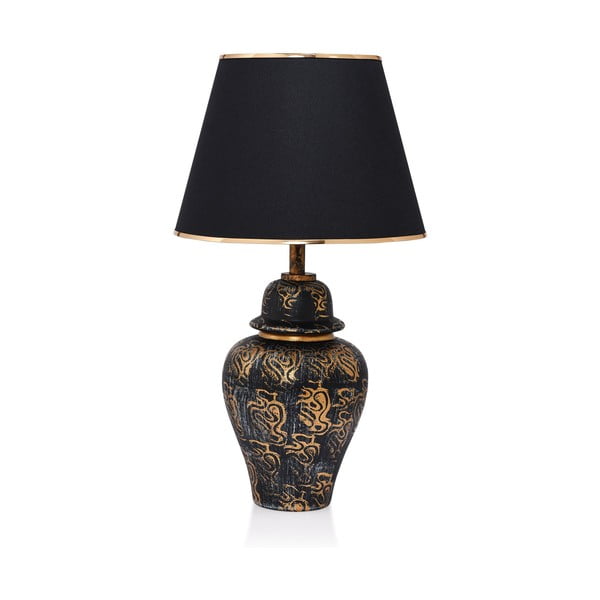 Lampada da tavolo nera con paralume in tessuto (altezza totale 54 cm) Derin – Opviq lights