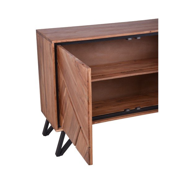 Cassettiera di colore naturale in acacia massiccia 150x76x40 cm Ambala – Interia Home & Living-image-4