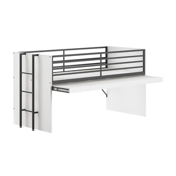 Letto da bambini rialzato bianco con rete inclusa 90x200 cm Sam – Vipack