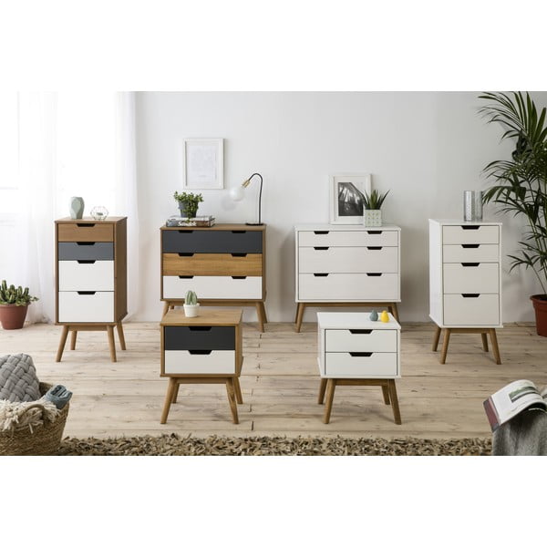 Cassettiera in legno di pino massiccio, larghezza 80 cm Cusco - Marckeric-image-2