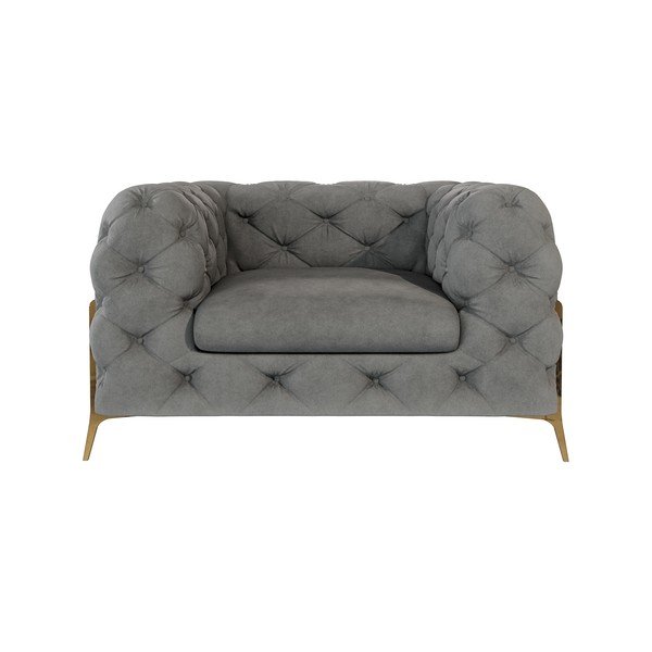 Poltrona grigia con rivestimento in velluto Chelsea Bis – Ropez-image-2