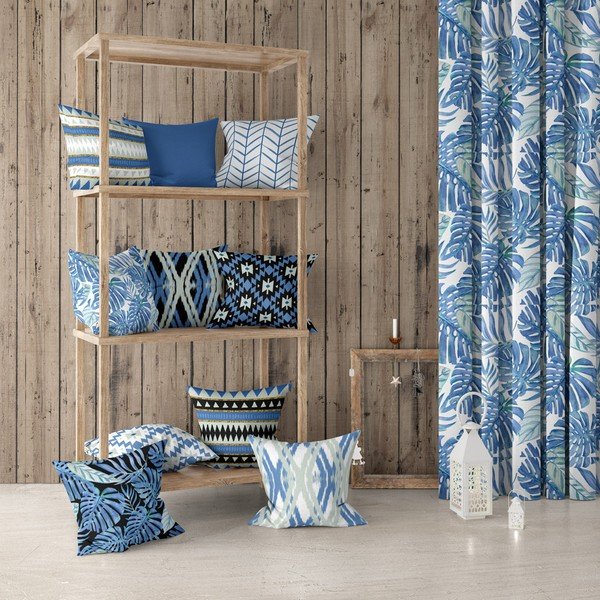 Federa blu e bianca Santorini, 43 x 43 cm Honey - Mike & Co. NEW YORK-image-1