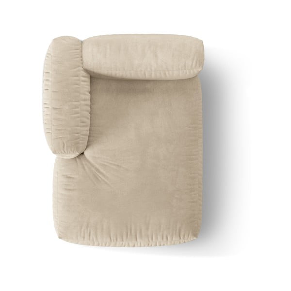 Parte divano componibile beige (con penisola a sinistra) con rivestimento in velluto Martina – Micadoni -image-3