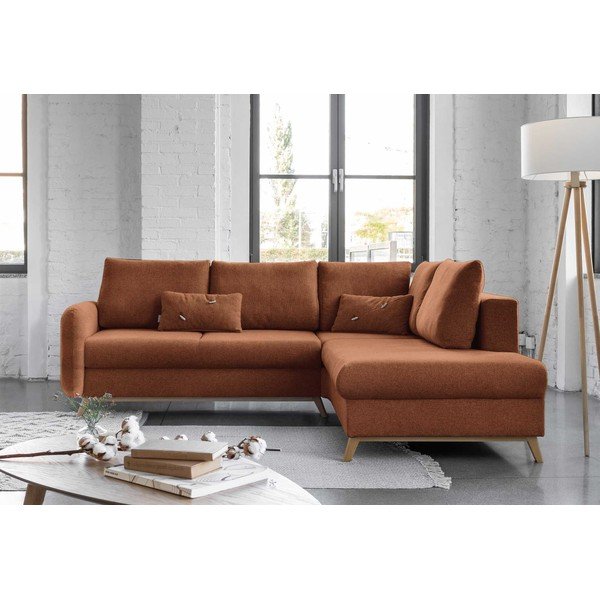Divano letto angolare arancio mattone L, angolo destro Scandic Lagom - Miuform-image-1