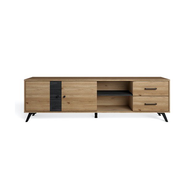 Tavolo TV nero in rovere 181x53 cm Natura - Marckeric