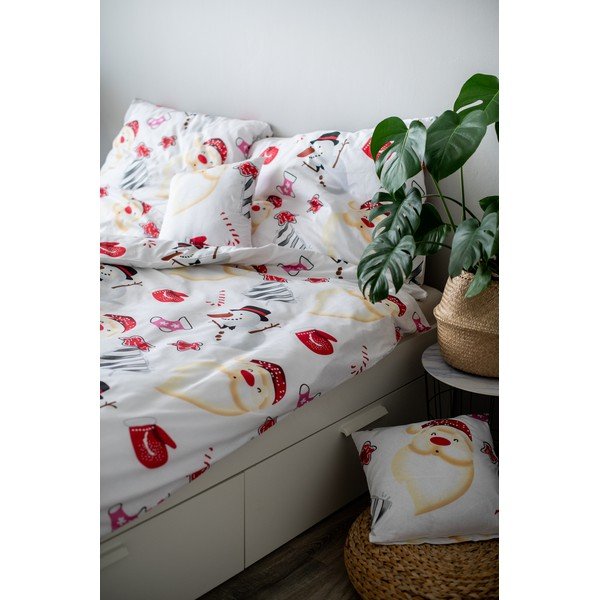 Biancheria da letto natalizia in cotone, 140 x 200 cm Snowman - Cotton House-image-1