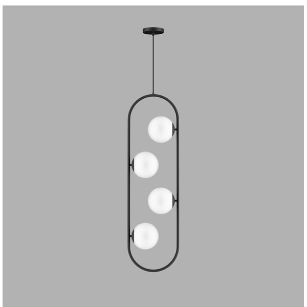 Lampadario nero con paralume in vetro Club – Squid Lighting-image-1