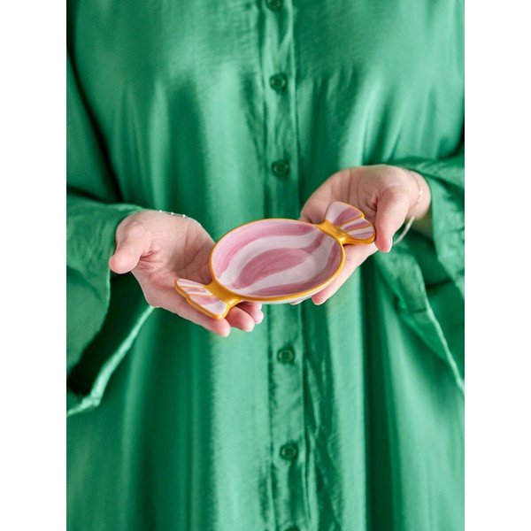 Piatto da portata rosa in gres a tema natalizio Caramella – Bloomingville-image-1