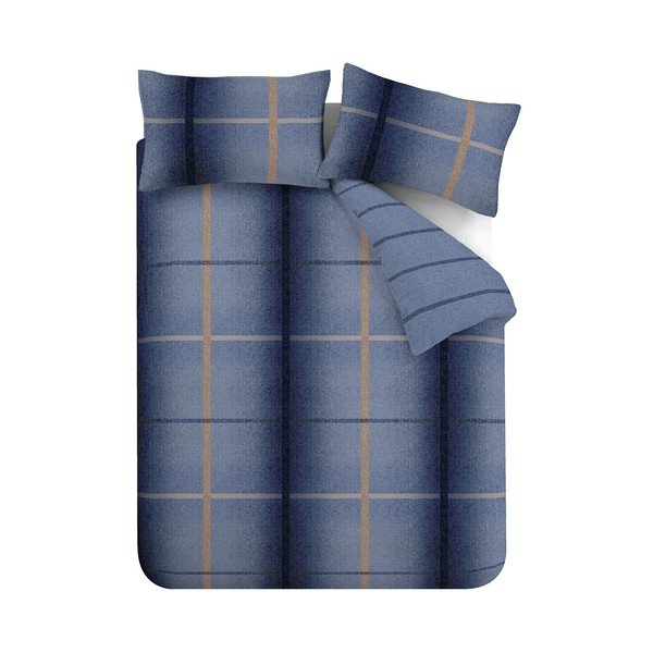 Set copripiumino e federa blu scuro in flanella per letto matrimoniale e per letto esteso 230x220 cm Melrose Tweed Check – Catherine Lansfield