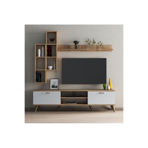 Set TV in pino bianco/naturale 180x48 cm Veronica - Kalune Design-image-2