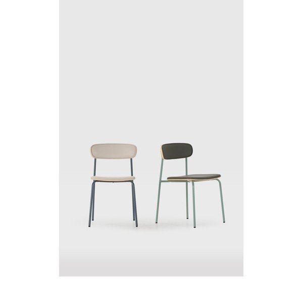 Sedie da pranzo in set beige in imbottito impilabili 2 pz Saula – Marckeric-image-1