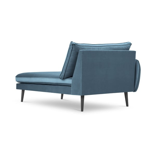 Sedia lounge in velluto azzurro con gambe nere, angolo sinistro Lento - Kooko Home-image-2
